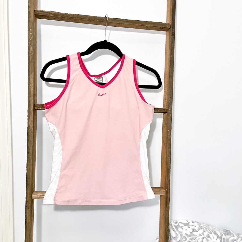 Nike pink and white top